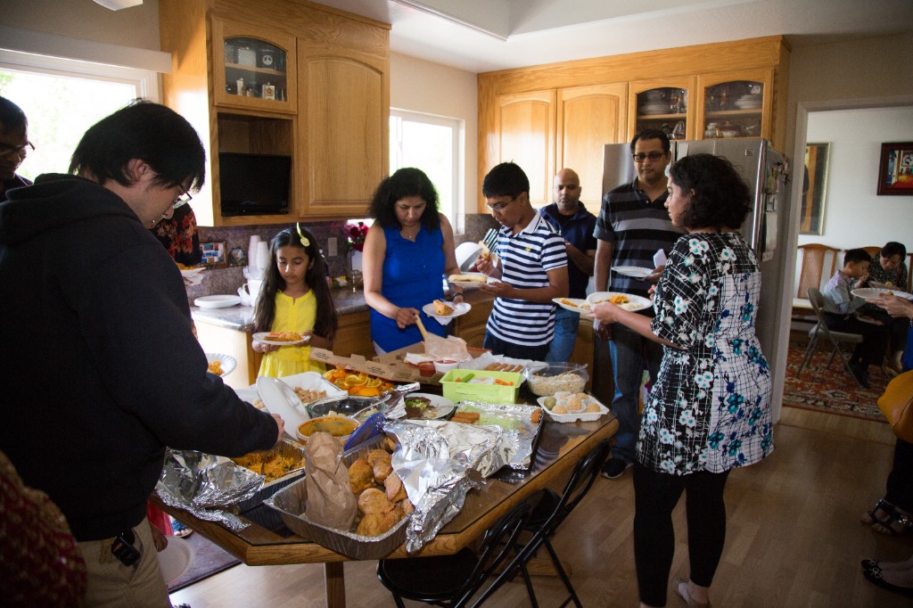 Students gathering and food